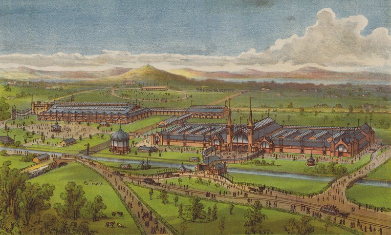 Nemzetközi kiállítás, Edinburgh, 1890, május 1-jén, csütörtökön nyitotta meg HRH, Edinburgh hercege, KG. alkotó: English School