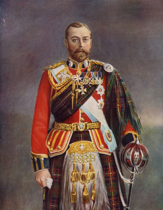 György király a Cameron Highlanders ezredeseként alkotó: English School