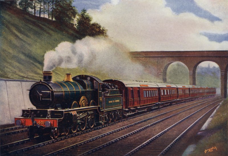 A Cornish Riviera Express Londontól Plymouthig (225 34 mérföld) közbenső megálló nélkül, Great Western Railway alkotó: English School