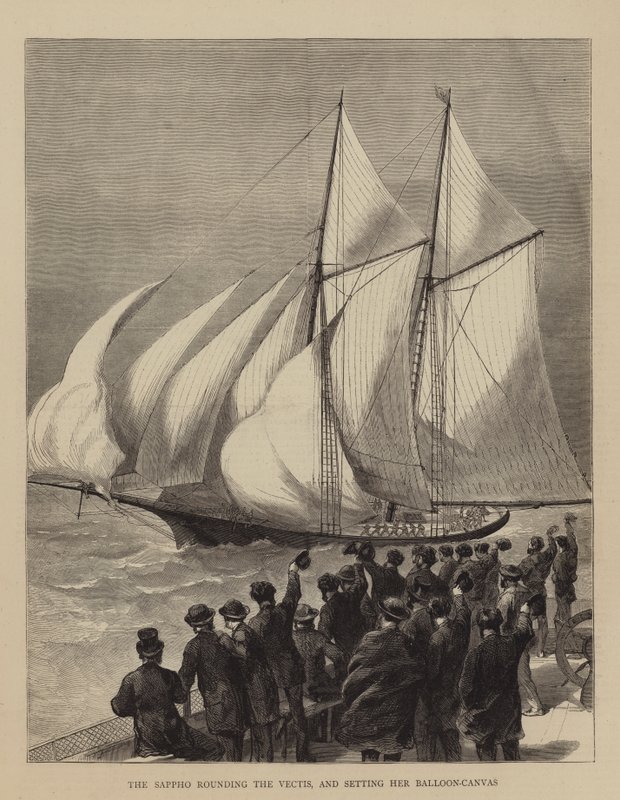 A Sappho körbejárja a Vectist, és beállítja léggömb-vászonját alkotó: English School