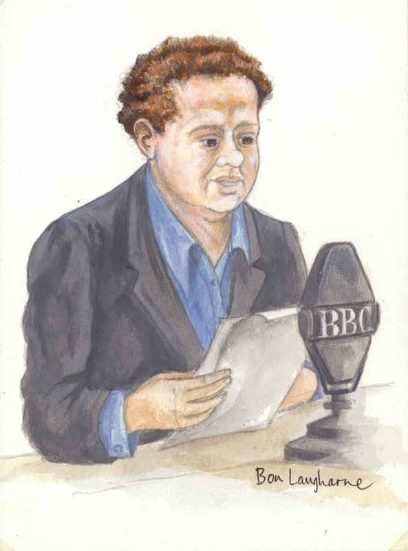 Dylan Thomas walesi költő a mikrofonnál (ismeretlen) alkotó: English School