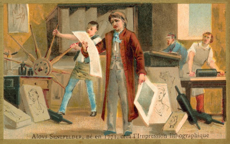 Alois Senefelder, a lithoy német feltalálója alkotó: French School