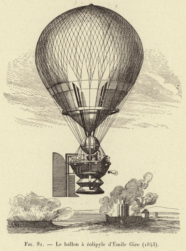 Az eolipil léggömb, Emile Gire (1843) alkotó: French School