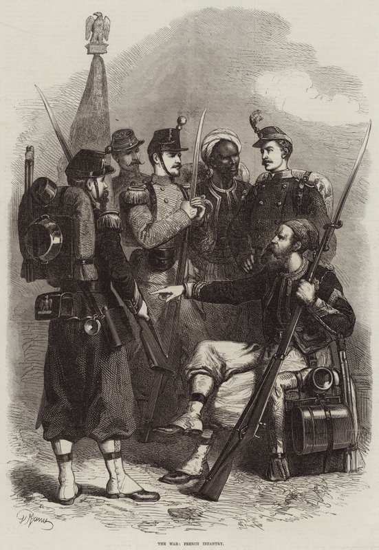 A háború, francia gyalogság alkotó: French School