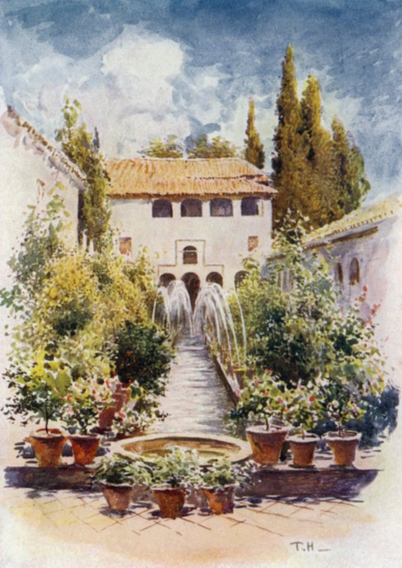 Generalife, Acequia Court (színes litó) alkotó: A. Trevor Haddon