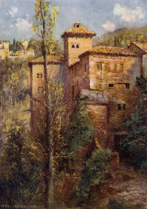 Granada, Torre de las Damas (színes litó) alkotó: A. Trevor Haddon