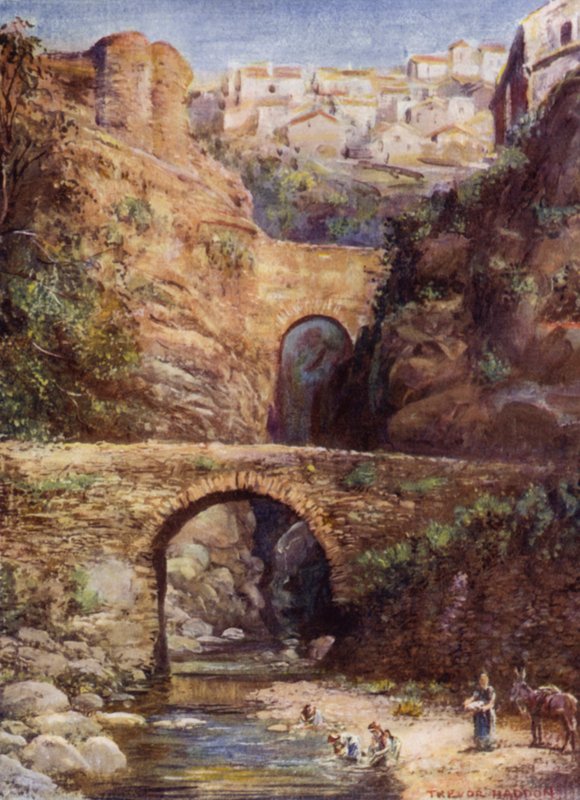 Ronda, római hidak (színes litó) alkotó: A. Trevor Haddon