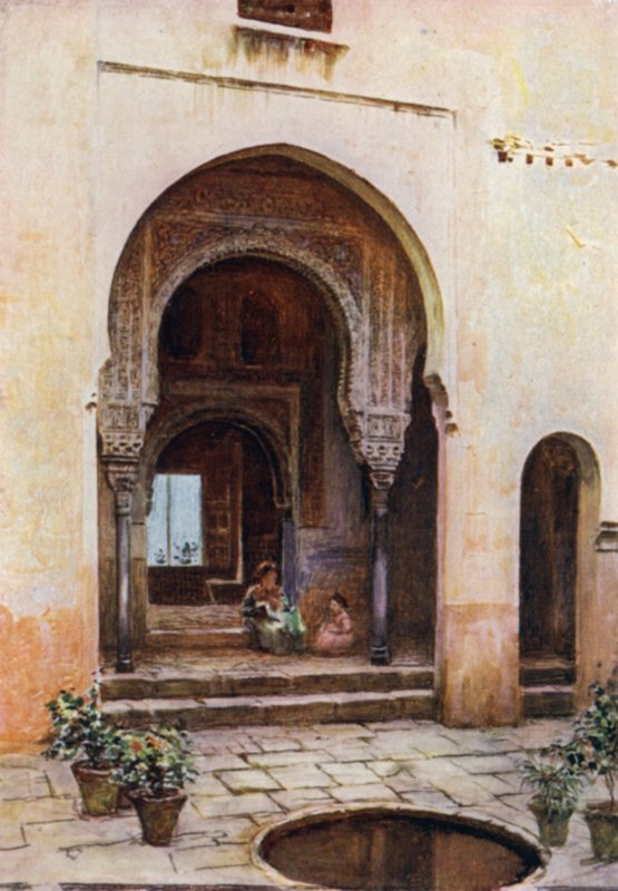 Az Alhambra, a Mexuar udvara, nyugati homlokzat (színes litó) alkotó: A. Trevor Haddon