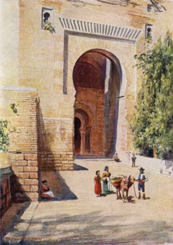 Az Alhambra, az Igazságosság Kapuja (színes litó) alkotó: A. Trevor Haddon
