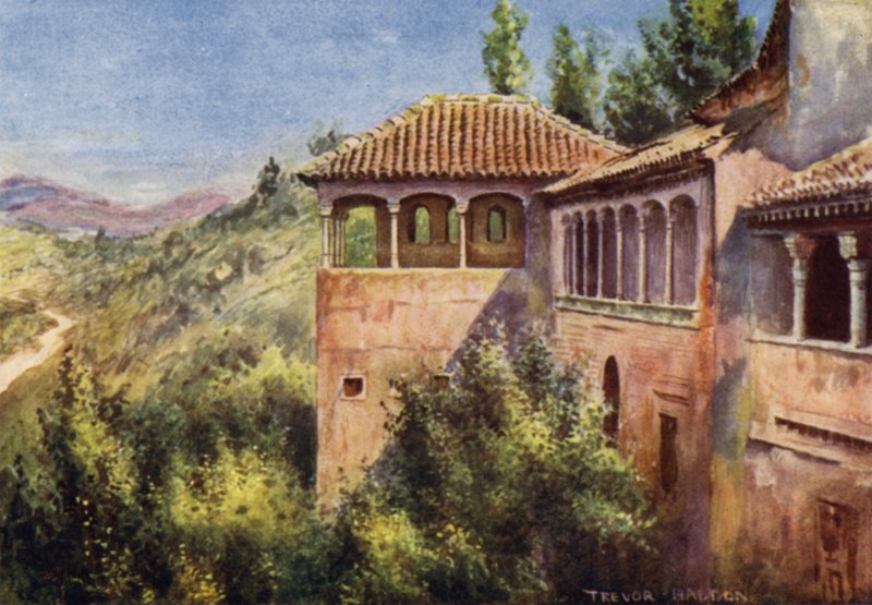 Az Alhambra, A királynő budoárja (színes litó) alkotó: A. Trevor Haddon