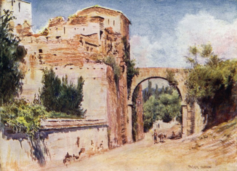 Az Alhambra, a torony és a vízvezeték (színes litó) alkotó: A. Trevor Haddon