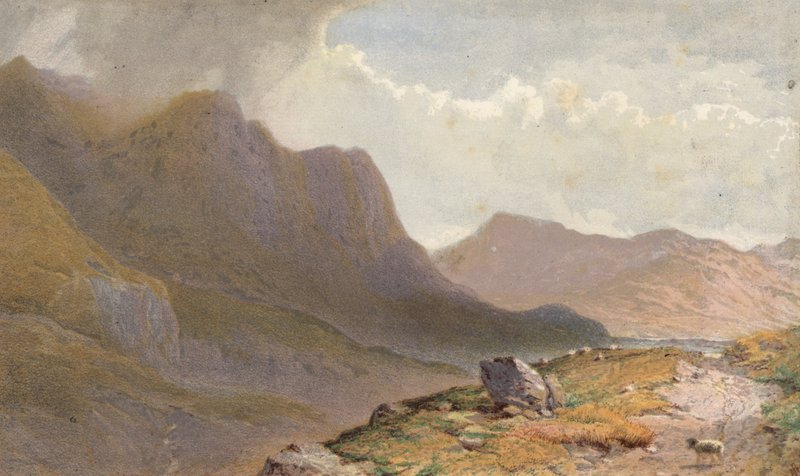 Jelenet Capel Currg és Llyn Ogwen között, a Nant Frangon-főnél, Észak-Wales (kromolito) alkotó: Aaron Edwin Penley
