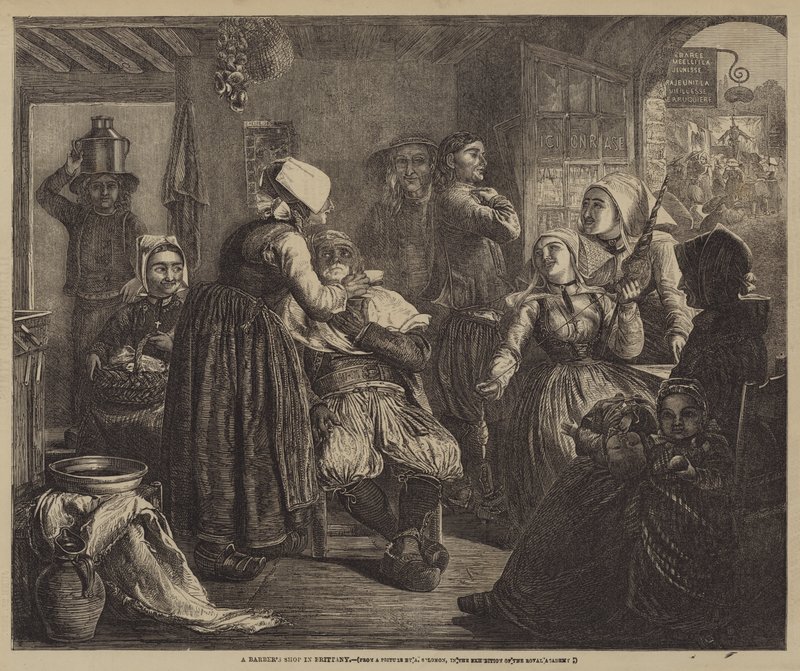 Egy borbély üzlet Bretagne-ban alkotó: Abraham Solomon