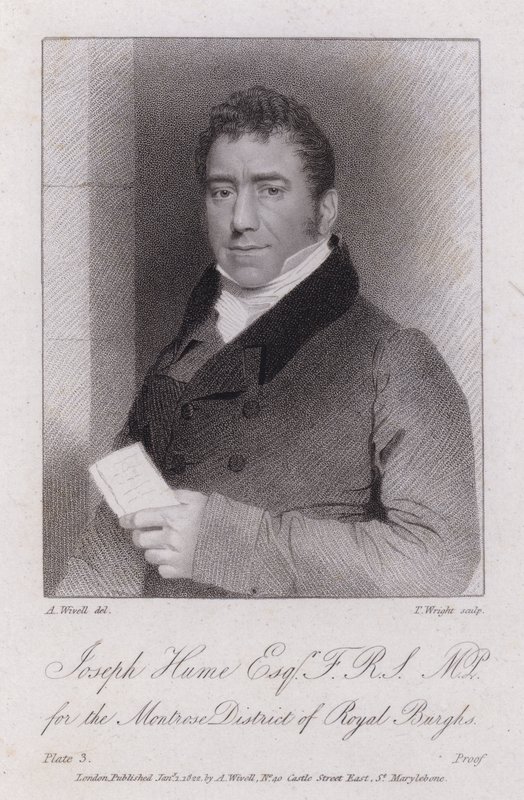 Joseph Hume skót orvos, politikus és radikális képviselő (metszet) alkotó: Abraham (after) Wivell