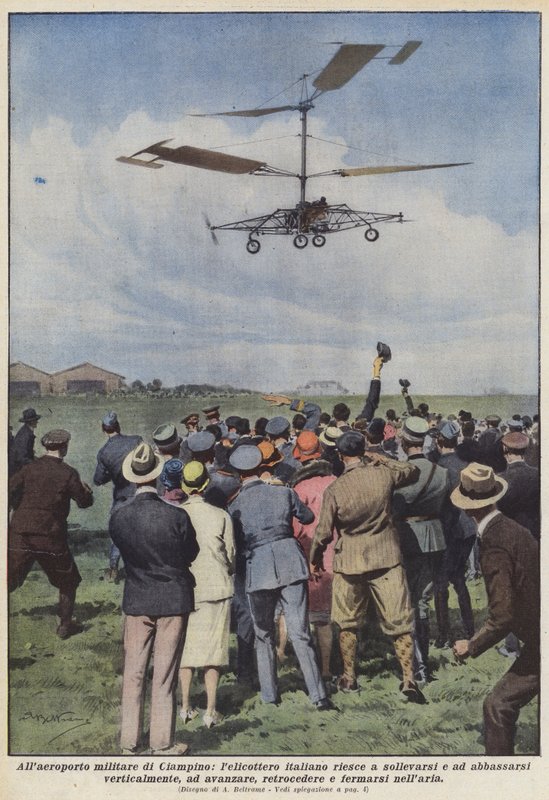 A Ciampino katonai repülőtéren sikerül felemelni és leengedni az olasz helikoptert? alkotó: Achille Beltrame