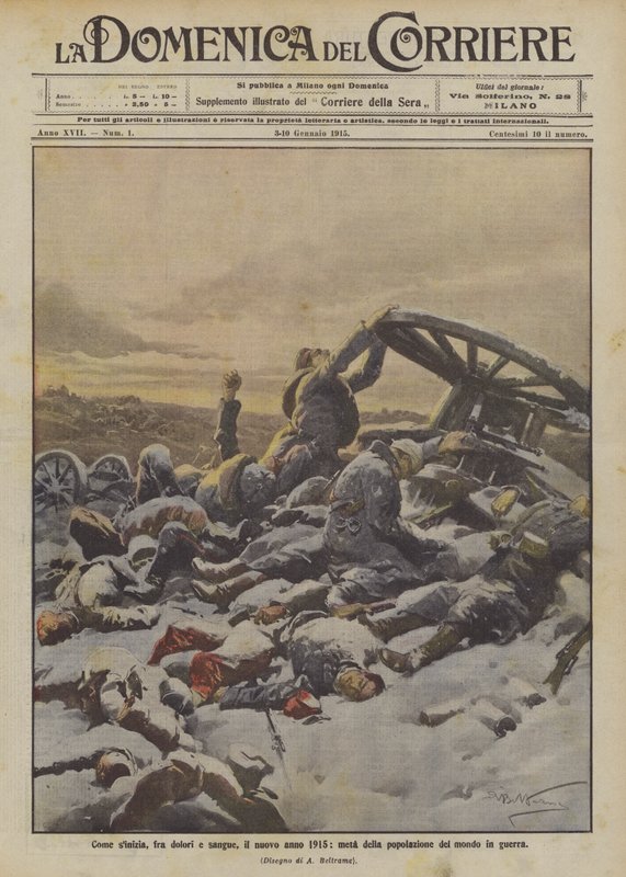 Mint a szinícia, fájdalom és vér között, 1915 újéve, a világ lakosságának fele háborúban áll alkotó: Achille Beltrame