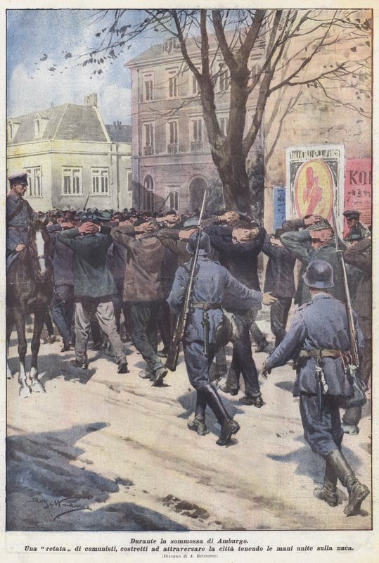 A hamburgi zavargás idején alkotó: Achille Beltrame