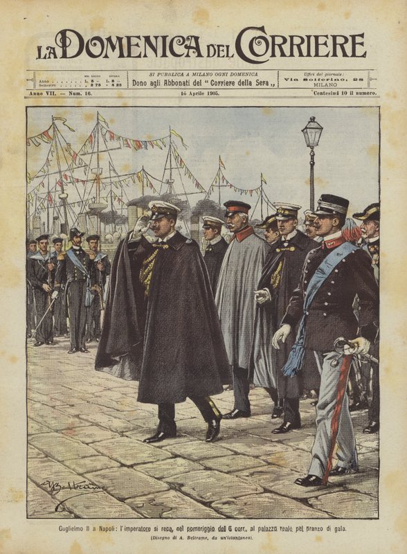 II. Vilmos Nápolyban, a császár 6-án délután a királyi palotába megy ünnepi vacsorára alkotó: Achille Beltrame