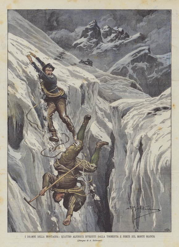 A hegy drámái, négy alpinistát sújtott a hóvihar és szakértők a Mont Blancon alkotó: Achille Beltrame
