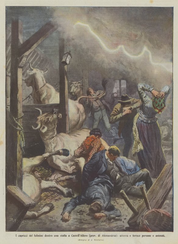 A villám szeszélye egy istállóban CastellAlferóban (Alessandria tartomány), földet és fájdalmat? alkotó: Achille Beltrame