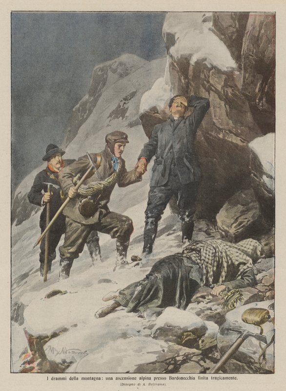 A hegy drámái, egy alpesi mászás Bardonecchia közelében, amely tragikusan végződött alkotó: Achille Beltrame