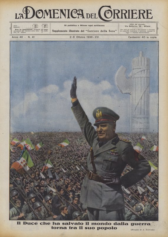 A Duce, aki megmentette a világot a háborútól, visszatér népéhez alkotó: Achille Beltrame