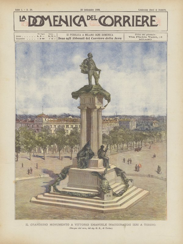 Vittorio Emanuele grandiózus emlékművét tegnap avatták fel Torinóban alkotó: Achille Beltrame