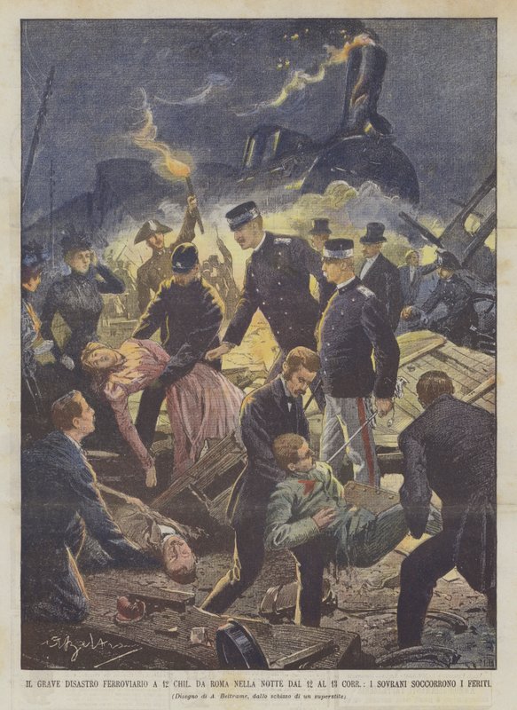 A súlyos vasúti katasztrófa 12 kilósan, Rómából éjjel 12-től 13-ig Corr, a Sovereigns segít a sebesülteken alkotó: Achille Beltrame