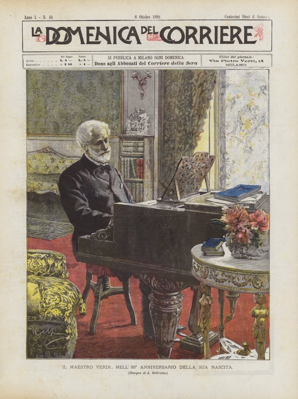 Maestro Verdi, születésének 86. évfordulóján alkotó: Achille Beltrame