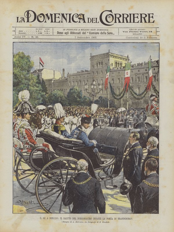 A király Berlinben, A polgármester tisztelgése a Brandenburgi kapu előtt alkotó: Achille Beltrame