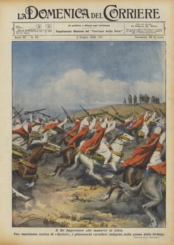 A király császár manővereken Líbiában alkotó: Achille Beltrame