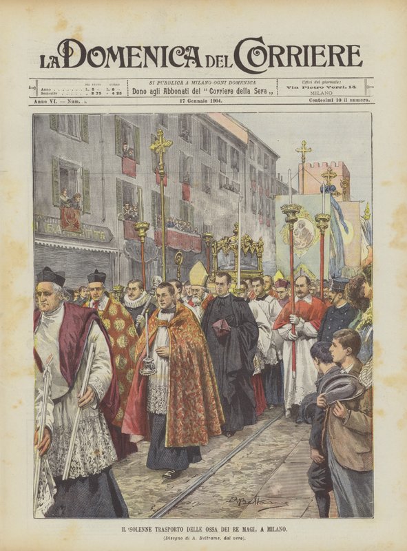 A mágusok csontjainak ünnepélyes szállítása Milánóban alkotó: Achille Beltrame