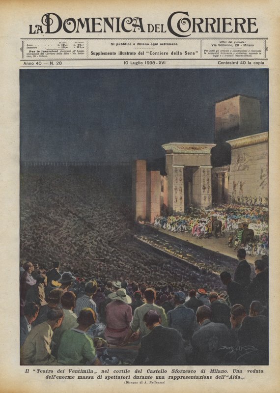 A Teatro dei Ventimila a milánói Castello Sforzesco udvarán alkotó: Achille Beltrame