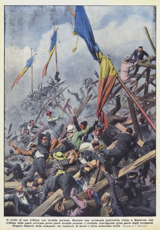 Egy háromezer fős lelátó összeomlása alkotó: Achille Beltrame