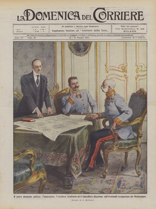 A súlyos politikai pillanat, a császár, az örökös főherceg és a kancellár vitája? alkotó: Achille Beltrame
