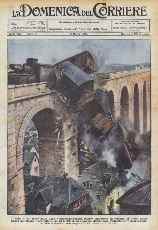 Egy vonat ugrása alkotó: Achille Beltrame