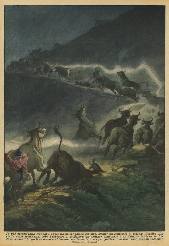 Egyedülálló baleset történt Val Trentában (Isonzo felső részén) alkotó: Achille Beltrame