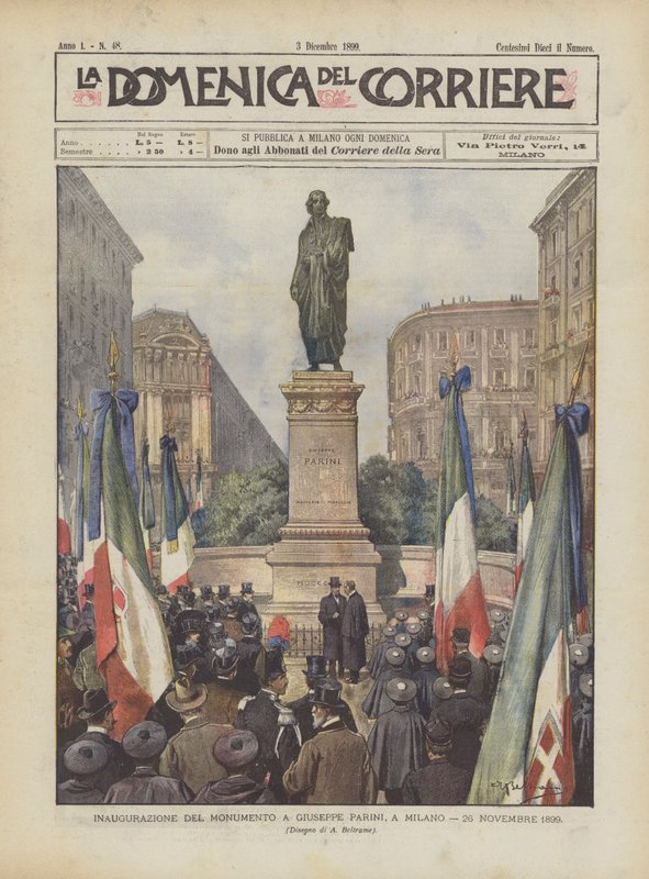Giuseppe Parini emlékművének felavatása Milánóban, 1899. november 26-án alkotó: Achille Beltrame
