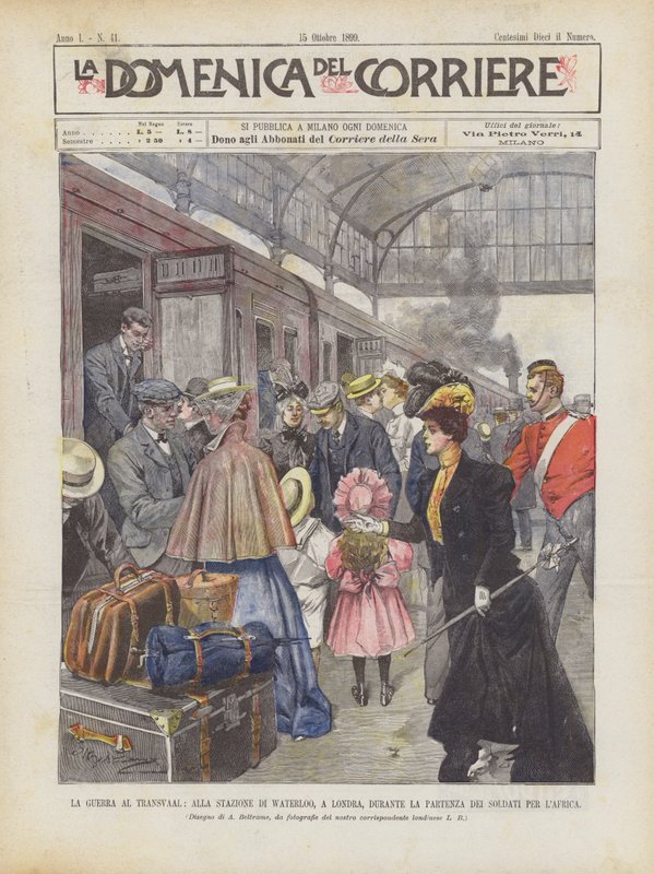 A háború a Transvaalban, a londoni Waterloo állomáson, a katonák Afrikába indulása közben alkotó: Achille Beltrame