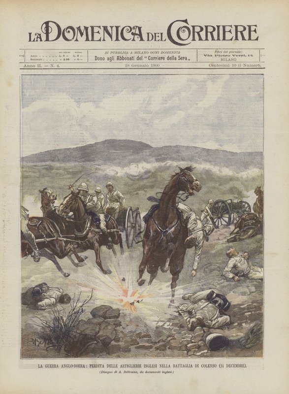 Az angol-búr háború, a brit tüzérség elvesztése a colensói csatában (december 14.) alkotó: Achille Beltrame