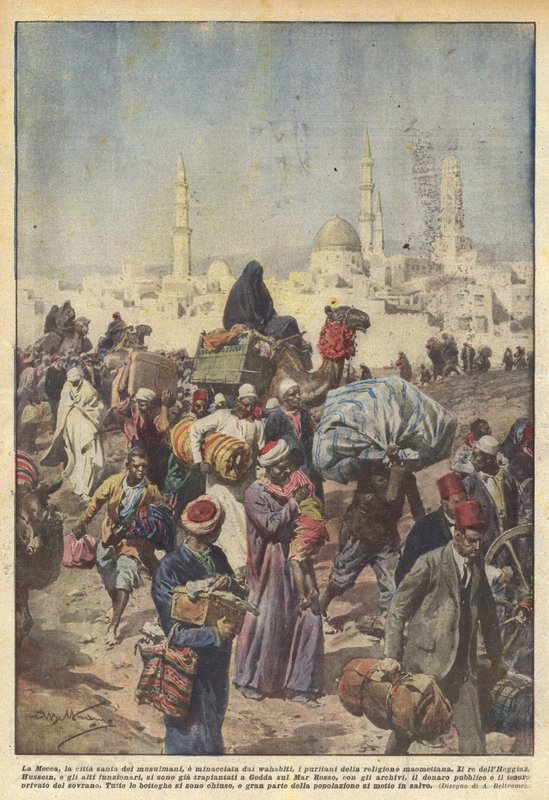 Mekkát, a muszlimok szent városát a vahabiták, a mohamedán vallás puritánjai fenyegetik alkotó: Achille Beltrame