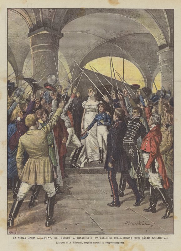 A Maestro A Franchetti új német opera, Lujza királynő megjelenése (II. felvonás döntője) alkotó: Achille Beltrame