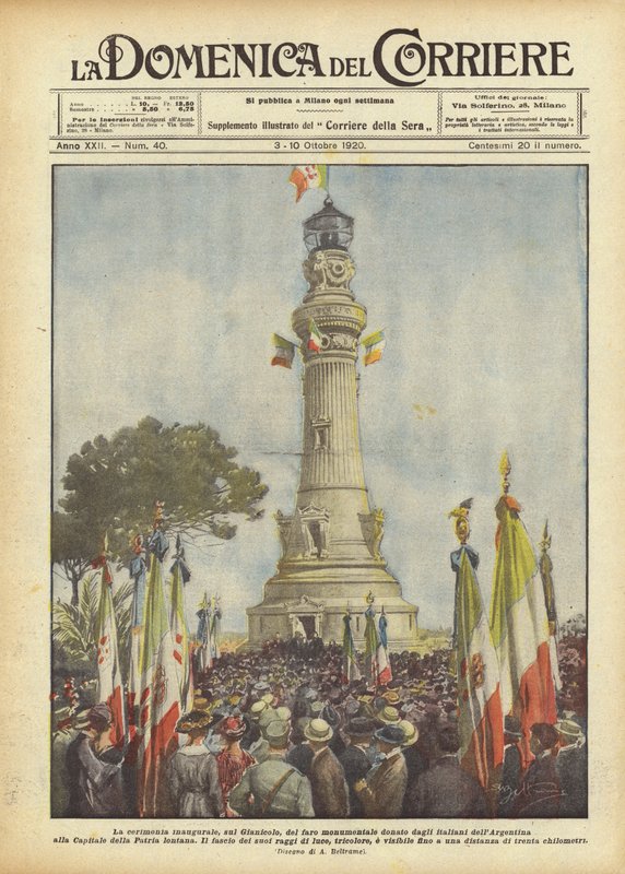 Az argentin olaszok által adományozott monumentális világítótorony avatóünnepsége a Janiculum-dombon? alkotó: Achille Beltrame