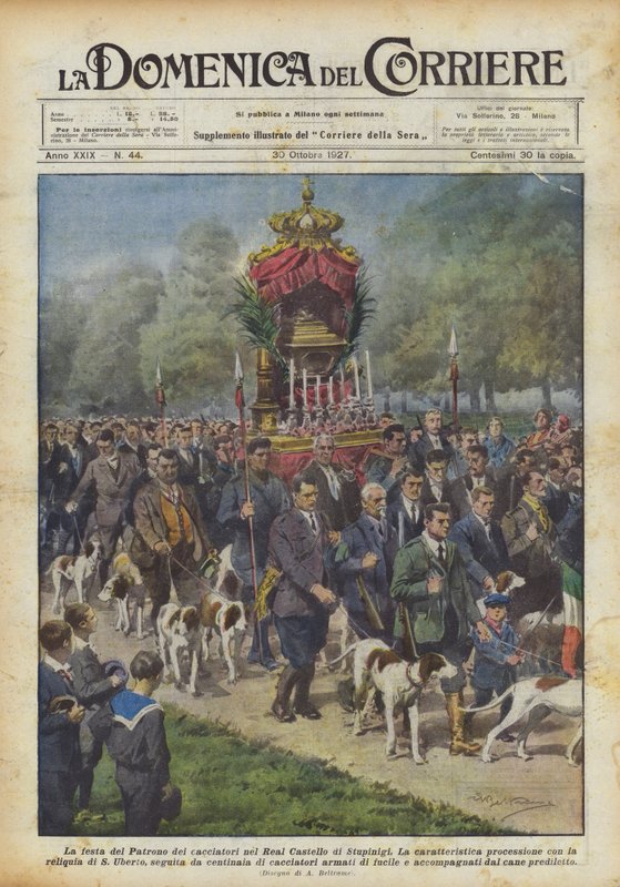 A vadászok védőszentjének ünnepe a Stupinigi királyi kastélyban alkotó: Achille Beltrame