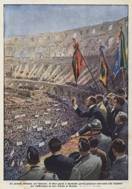 A nagy összejövetel a Colosseumban alkotó: Achille Beltrame
