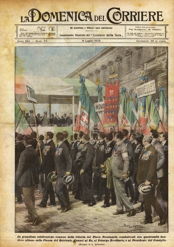 A Piave győzelmének grandiózus római ünnepe alkotó: Achille Beltrame