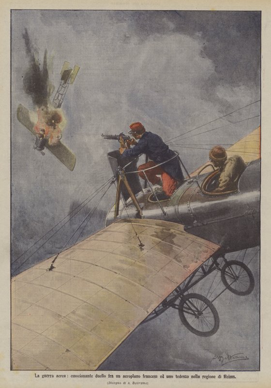 A légi hadviselés, egy francia és egy német repülőgép izgalmas párharca a Reims régióban alkotó: Achille Beltrame
