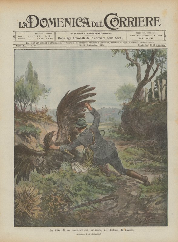 Egy vadász harca egy sassal Firenze közelében alkotó: Achille Beltrame