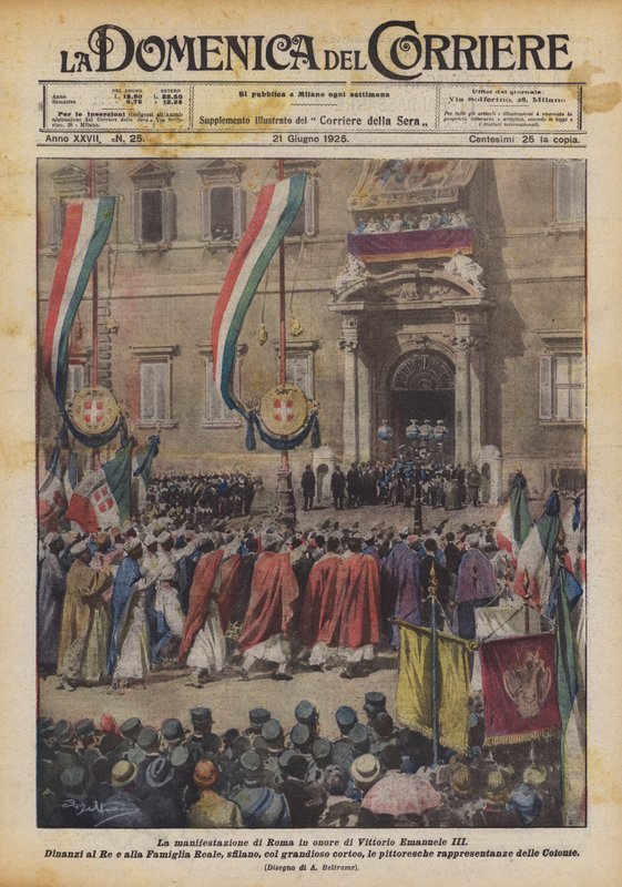 A római tüntetés Vittorio Emanuele III alkotó: Achille Beltrame