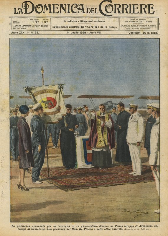A festői ceremónia a First Aviation Group tiszteletdíjának átadására? alkotó: Achille Beltrame